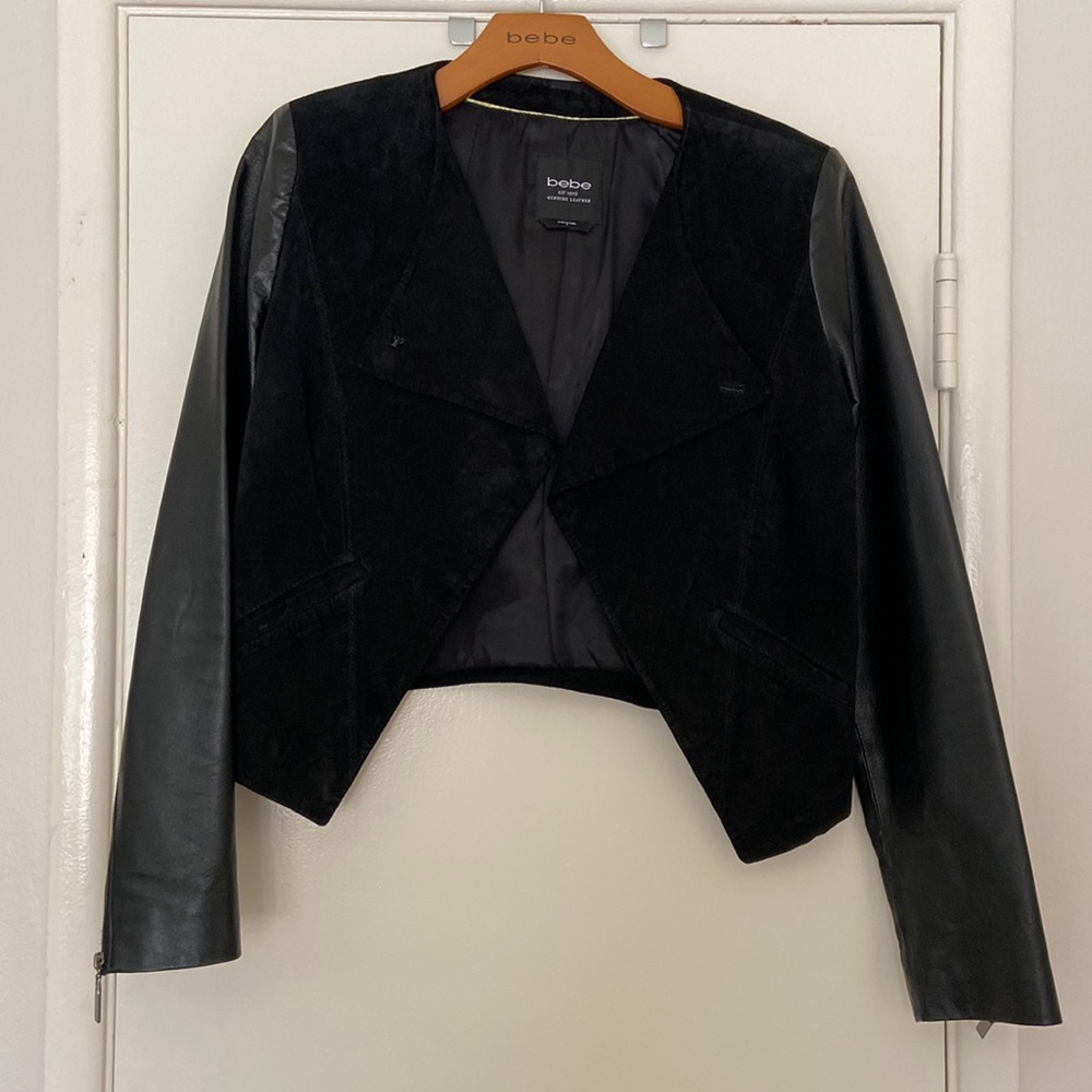Bebe genuine leather crop jacket. Great condition! Size S.